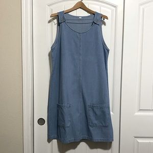 NWOT. Denim Jumper Dress with Pockets. XL